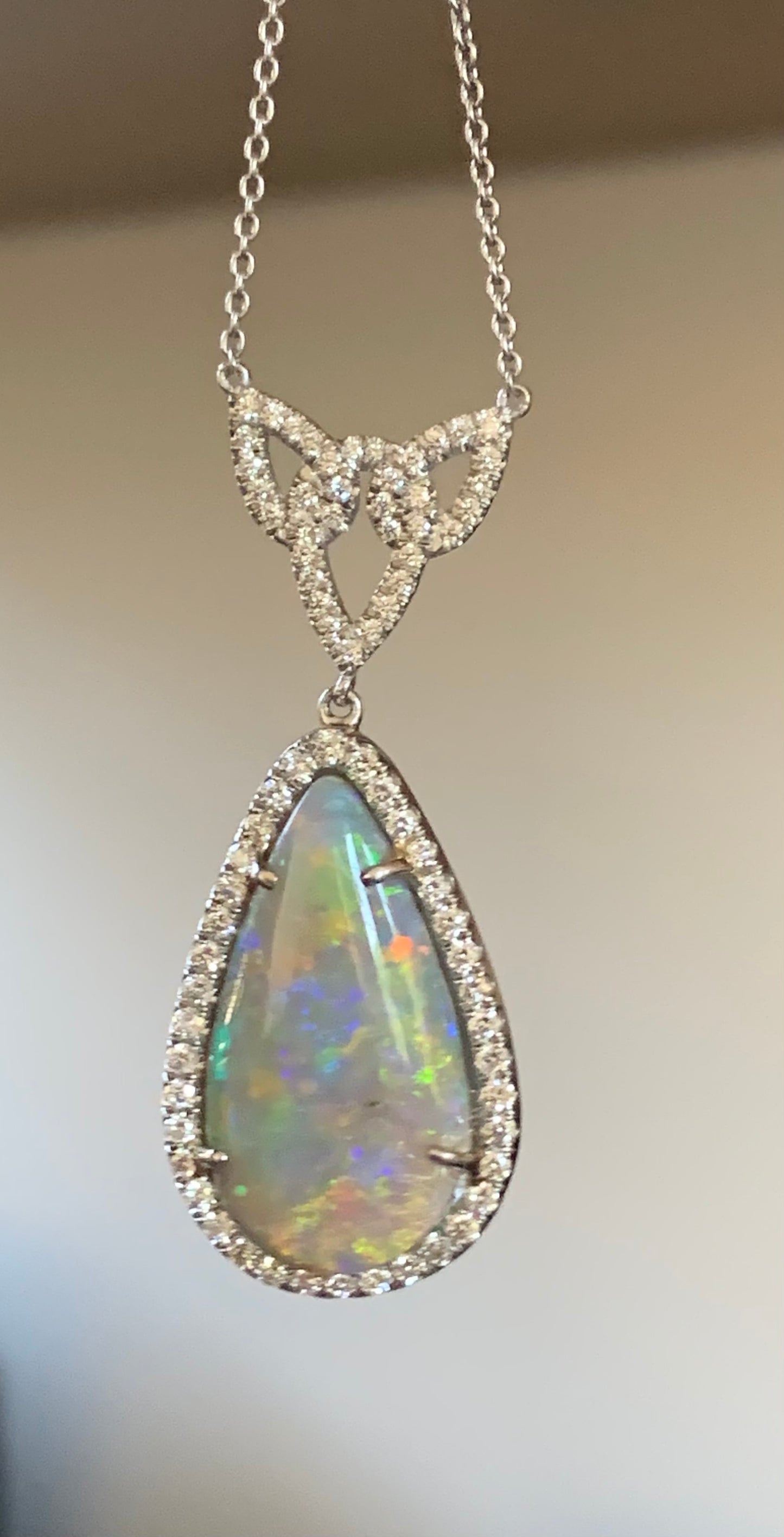 PL Black Opal &  Australian  Diamond Pendant 7.16ct(op) 0.80ct twt(dia) ESTATE