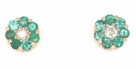 14KY Emerald &  Diamond Earrings 1.80ct(em) 0.50ct twt(dia)