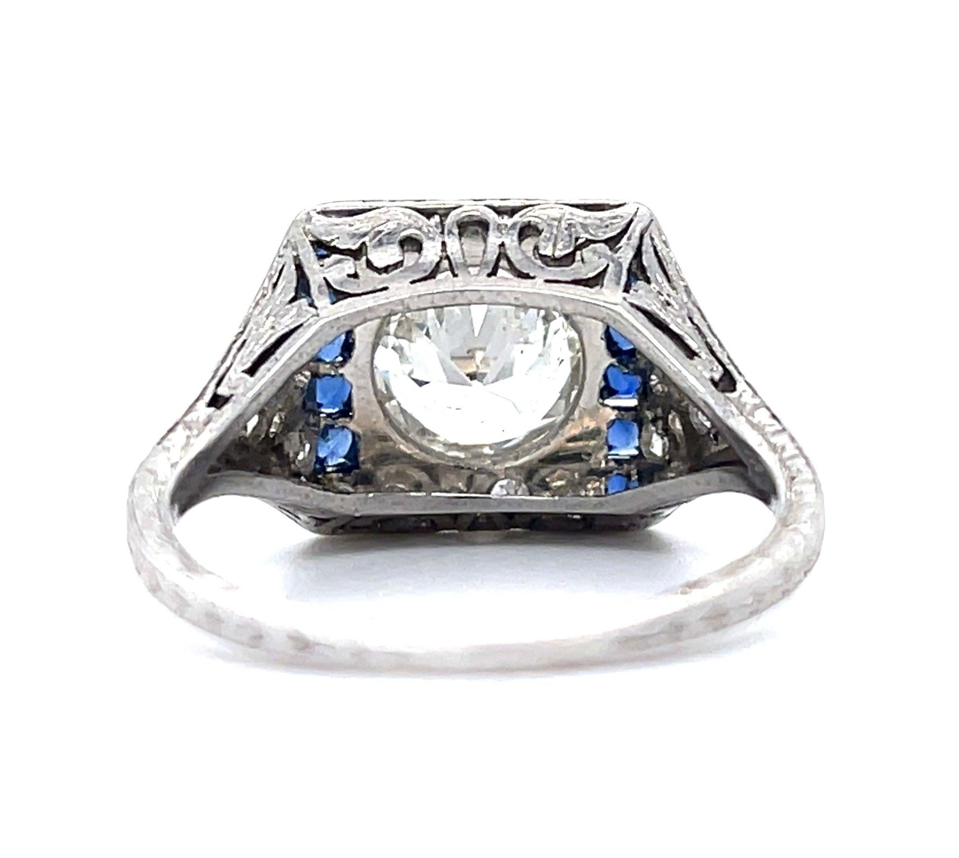1.39ct I SI1 Old European Cut Diamond Art Deco Ring