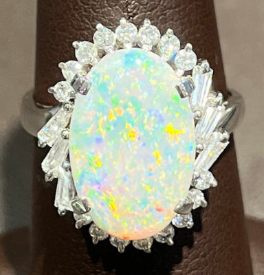 PT Opal & Diamond Ring 2.64ct(op) 0.63ct twt(dia) ESTATE Size 6.5