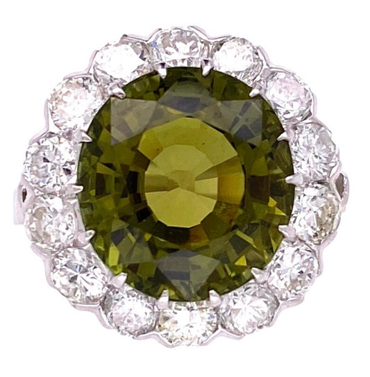 PT Tourmaline & Diamond Ring 8.21ct(tm) 1.68ct twt(dia) Circa 1930