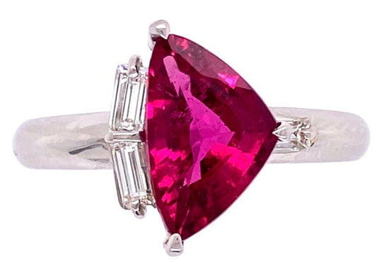 PT Red Tourmaline & Diamond Ring 1.68ct(tm) 0.18ct twt(dia)