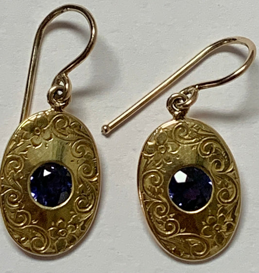 18KY Montana Sapphire Victorian Earrings 1.10ct(sap) Circa 1890s