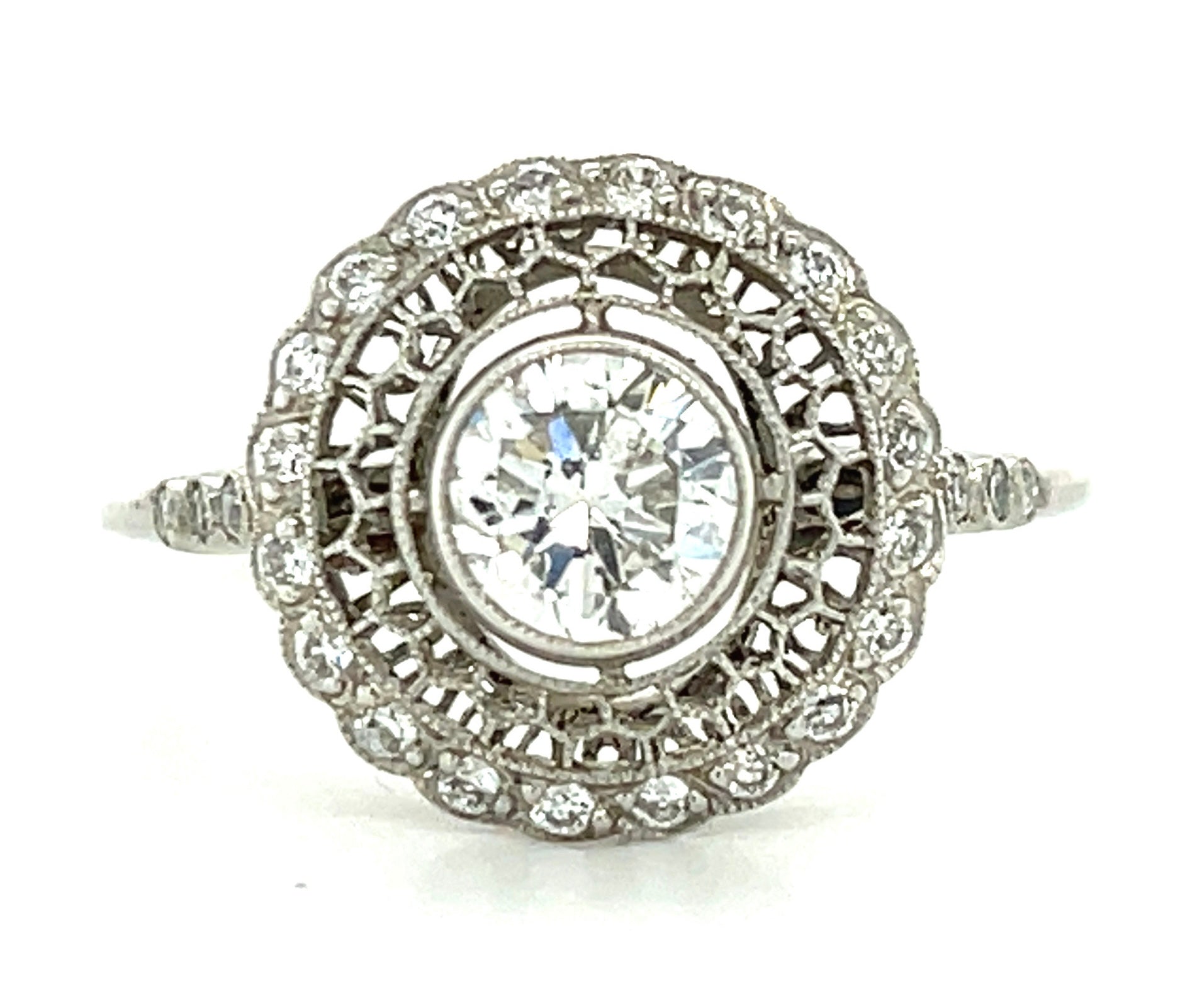 .70ct Diamond Ring PT Handmade .28ct Sd