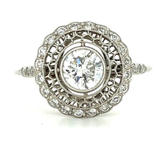.70ct Diamond Ring PT Handmade .28ct Sd
