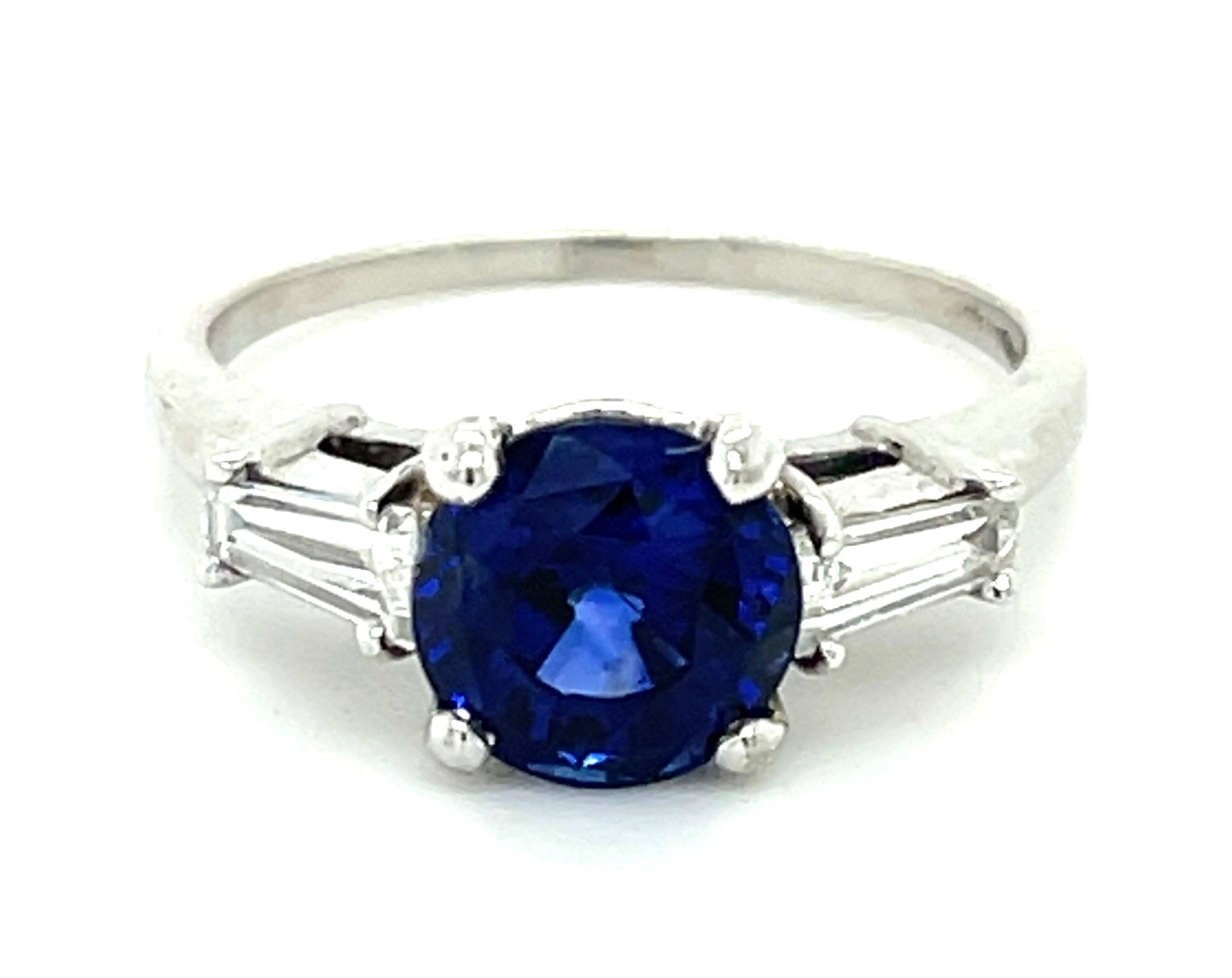 2.14ct Sapphire & 0.34ctw Diamond Ring Circa 1960 Size 6.5