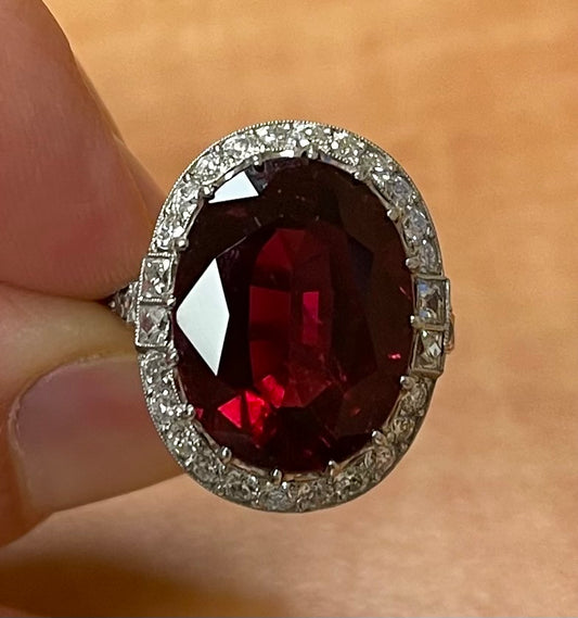 10.72ct Rubelite & 1.76ct Diamond PT Ring 7.60gr Gia 5212104297