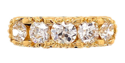 18KY Diamond Victorian Ring 8.1gr 0.68ct(dia) 1.92ct(s dia) Circa 1890s