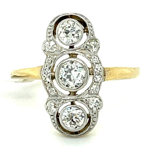 Edwardian .60ct Old European Center Diamond PL18KY Ring (Antique 1900s)