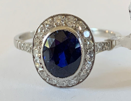 PT Ceylon no heat Sapphire & Diamond Ring 2.51ct(sap) 0.46ct twt(dia)