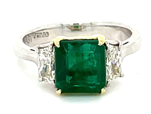 2.32ct Emerald & 0.76ctw Diamond PT/18K Yellow Gold Ring
