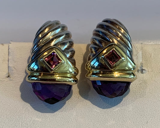 S14KYG Amethyst Earrings 12.2gr 4.00ct(ame) Circa 1970s ESTATE  Length 1