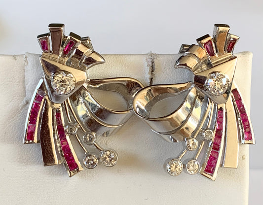 PT Diamond Retro Earrings 17.5gr 0.50ct(dia) Circa 1940s