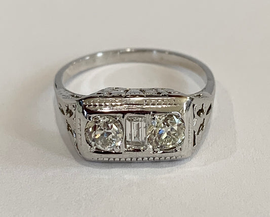Art Deco 14KW .60ct Diamond Ring 3.3gr Circa 1920s