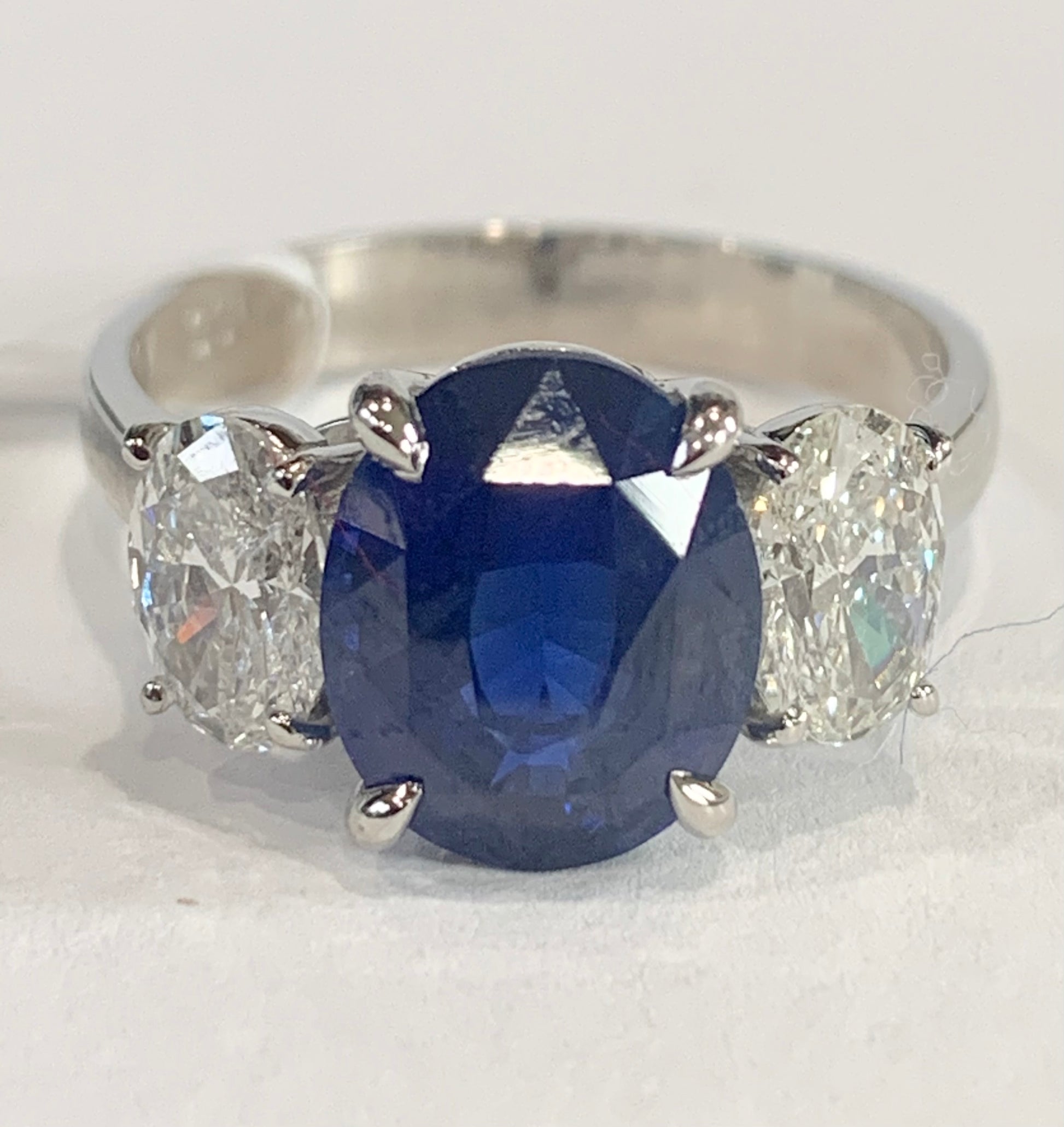 3.39ct Heated Sapphire 1.12ct Dia PT Ring