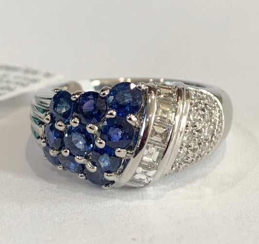 1.62ct Sapphire & 0.48ctw Diamond Ring Circa 1970 Size 6