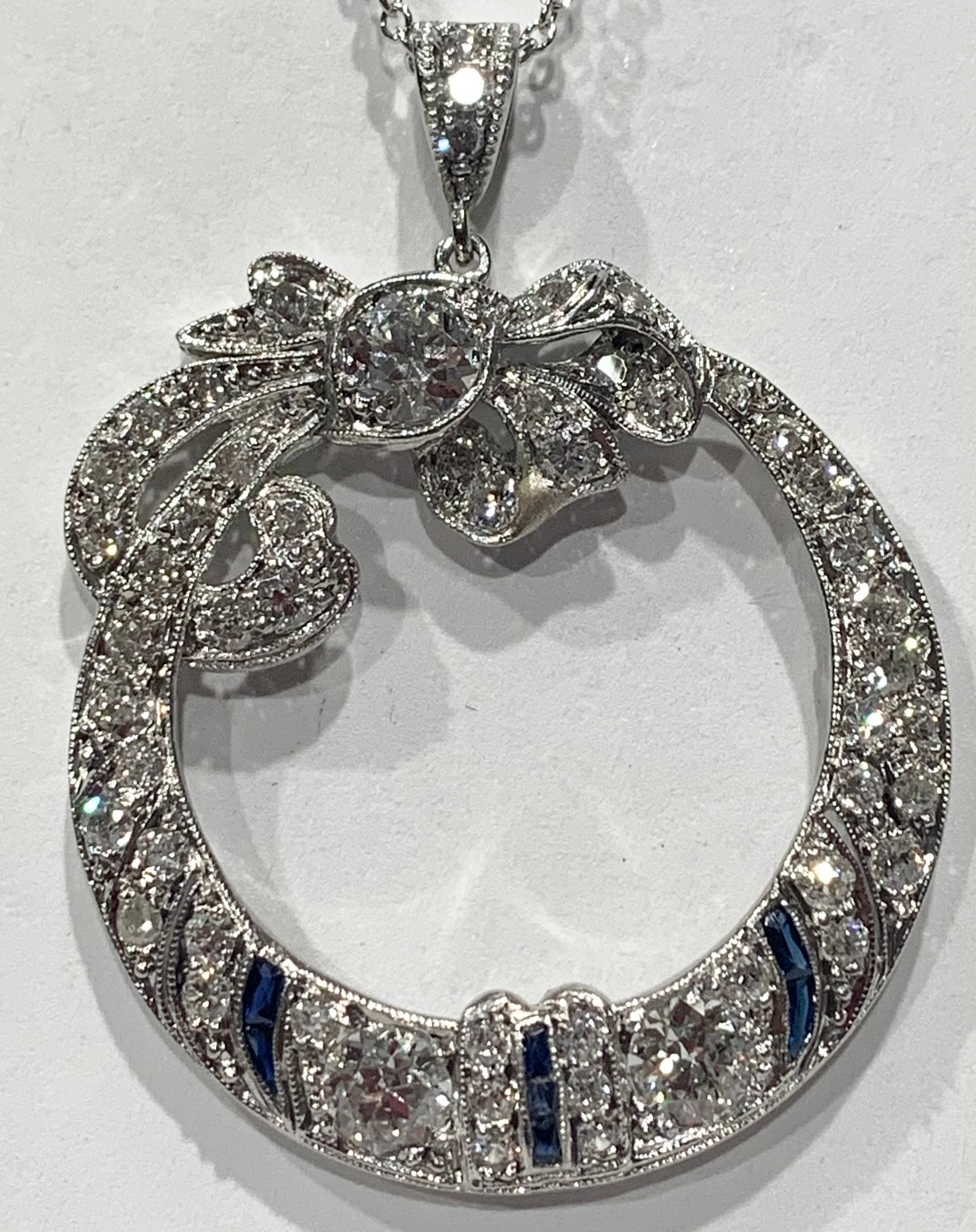 PT European Dia Art Deco Pendant 7.2gr 1.00ct(dia) 1920s 1.20ct SD