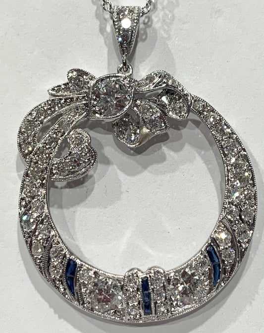 PT European Dia Art Deco Pendant 7.2gr 1.00ct(dia) 1920s 1.20ct SD