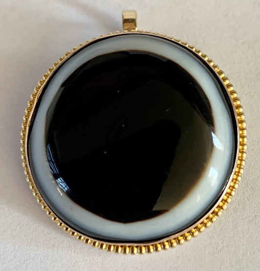 14KR Agate Victorian Pendant 13gr Circa 1880s