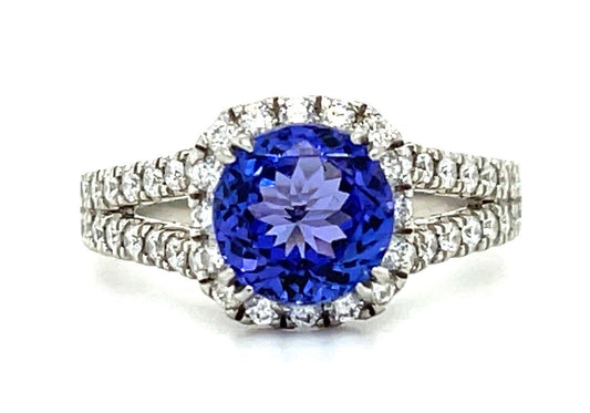 1.70ct Tanzanite .44ct Diamond Platinum Ring