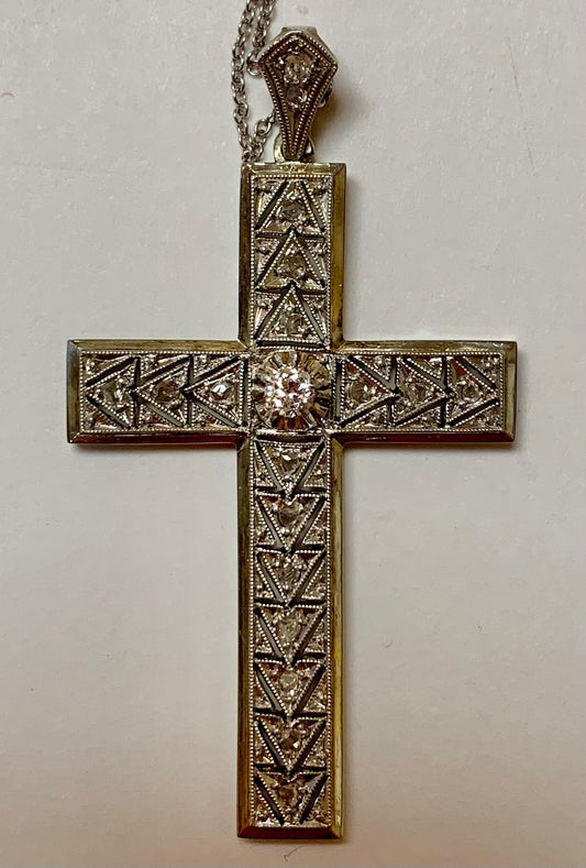 .14ct Diamond Art Deco Cross Pendant Circa 1920 .54 (sd)