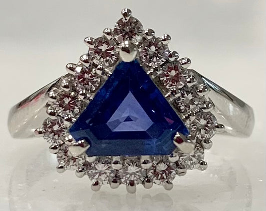 PL Sapphire &  Diamond Ring 7.2gr 1.50ct(sap) 0.49ct twt(dia)