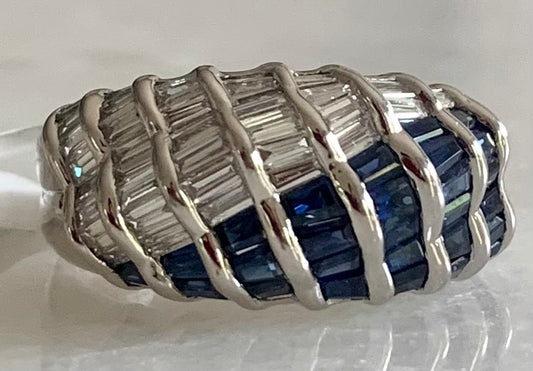 PL Sapphire &  Diamond Ring 9.7gr 1.56ct(sap) 0.82ct twt(dia) Circa 1970s ESTATE