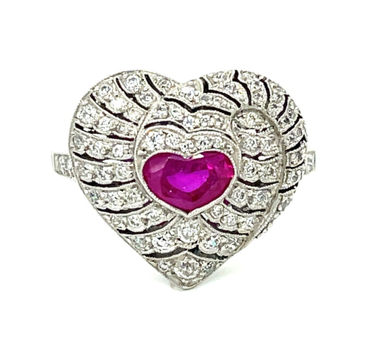 Estate  0.85ct Burma Ruby Ring Handmade Sd 1.10ct No Cert Size 7.50
