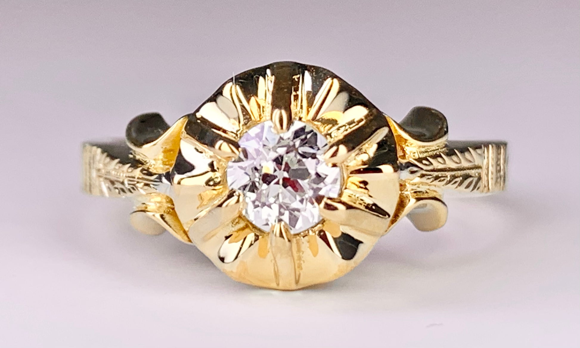 18KY J Diamond Ring 5.2gr 0.40ct(dia) Old European SI1