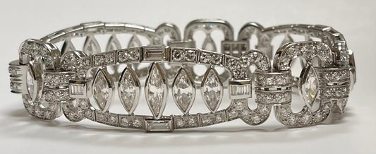 PT Diamond Art Deco Bracelet 52.3gr 17.50ct(dia) Circa 1930s Length 7.25