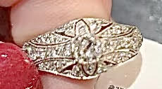 PT Diamond Handmade Ring 2.9gr 0.19ct(dia) Old Miner Size 6 Sd .49ct