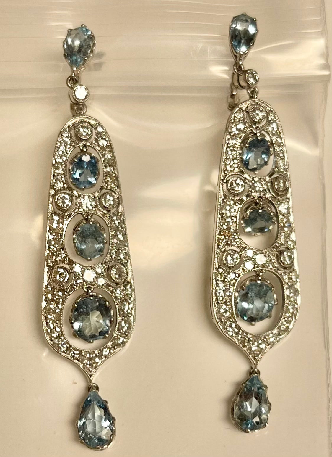 4.50ct Aquamarine &  2.80ctw Diamond Earrings