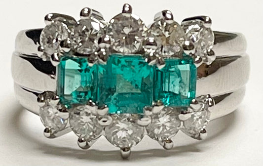 .79ct Emerald & 0.81ctw Diamond Ring Circa 1970s
