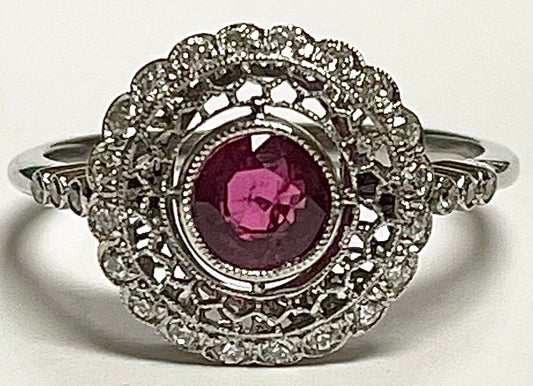 0.69ct Ruby &  0.30ctw Diamond PT  3.60gr Ring