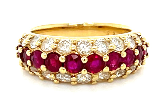 1.45ct Ruby &  1.27ctw Diamond 18KY Yellow Gold 7.80gr Band