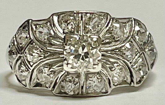 PL Diamond Art Deco Ring 4.5gr 0.30ct(dia) Omc Circa 1930s ESTATE  Size 7  Sd 1.