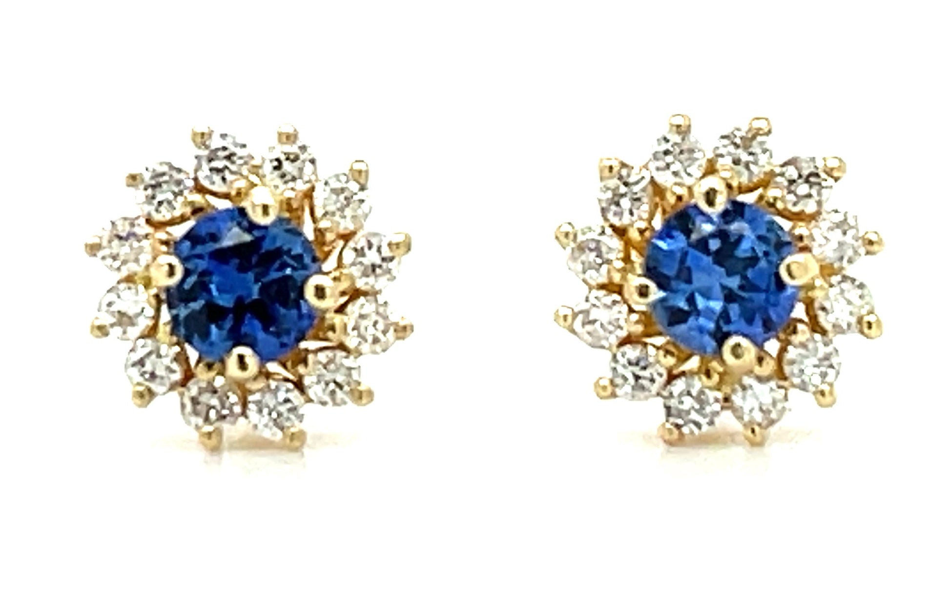 0.30ct Sapphire &  0.19ctw Diamond 14KY Yellow Gold 1.40gr Earrings