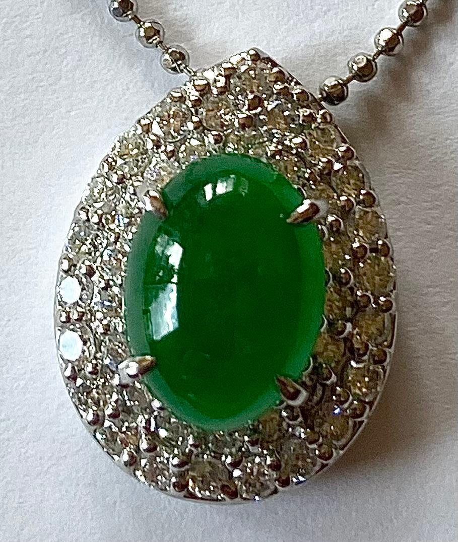 2.81 Natural A Jade & 0.80ctw Diamond PT 8.60gr Pendant Gia 5221572883