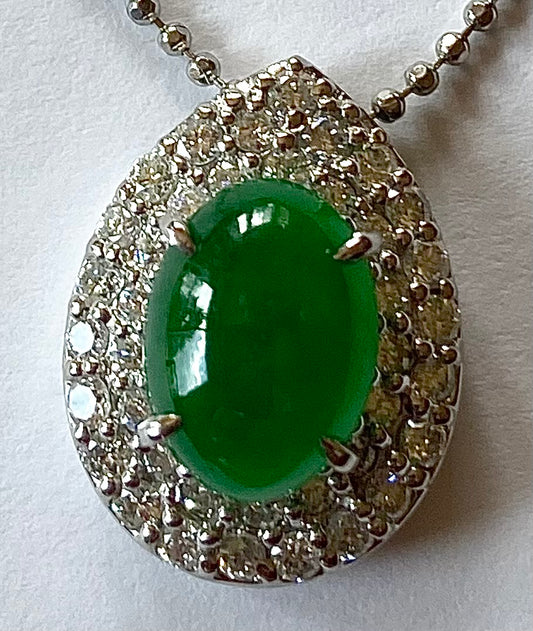 2.81 Natural A Jade & 0.80ctw Diamond PT 8.60gr Pendant Gia 5221572883