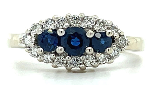 .55ct Sapphire & .48ctw Diamond 14KW Ring 4.00gr 6.75 Size