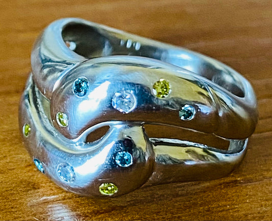 .15ct Multi Color Diamond PT 10.90gr Ring Circa 1980s Size 6