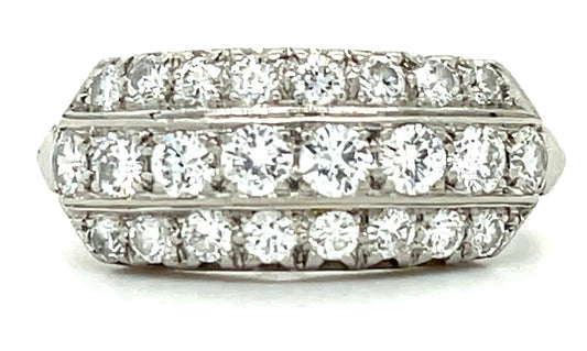 Estate  1.06ct Diamond Ring Circa 1950s Three Row Size 6.25