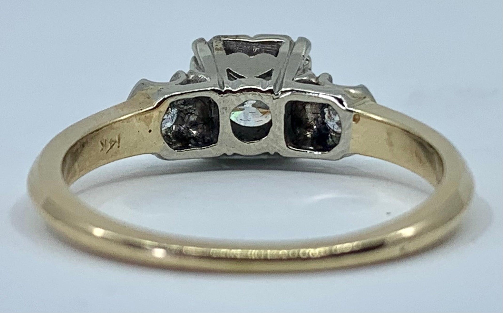1940s Ring  14KY 2 Tone Diamond .36 carats | Side Diamonds .16ct