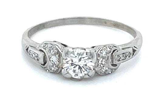 Estate  0.35ct Diamond PT 2.46gr Art Deco Ring Circa 1930s Sd .28ct Size 6