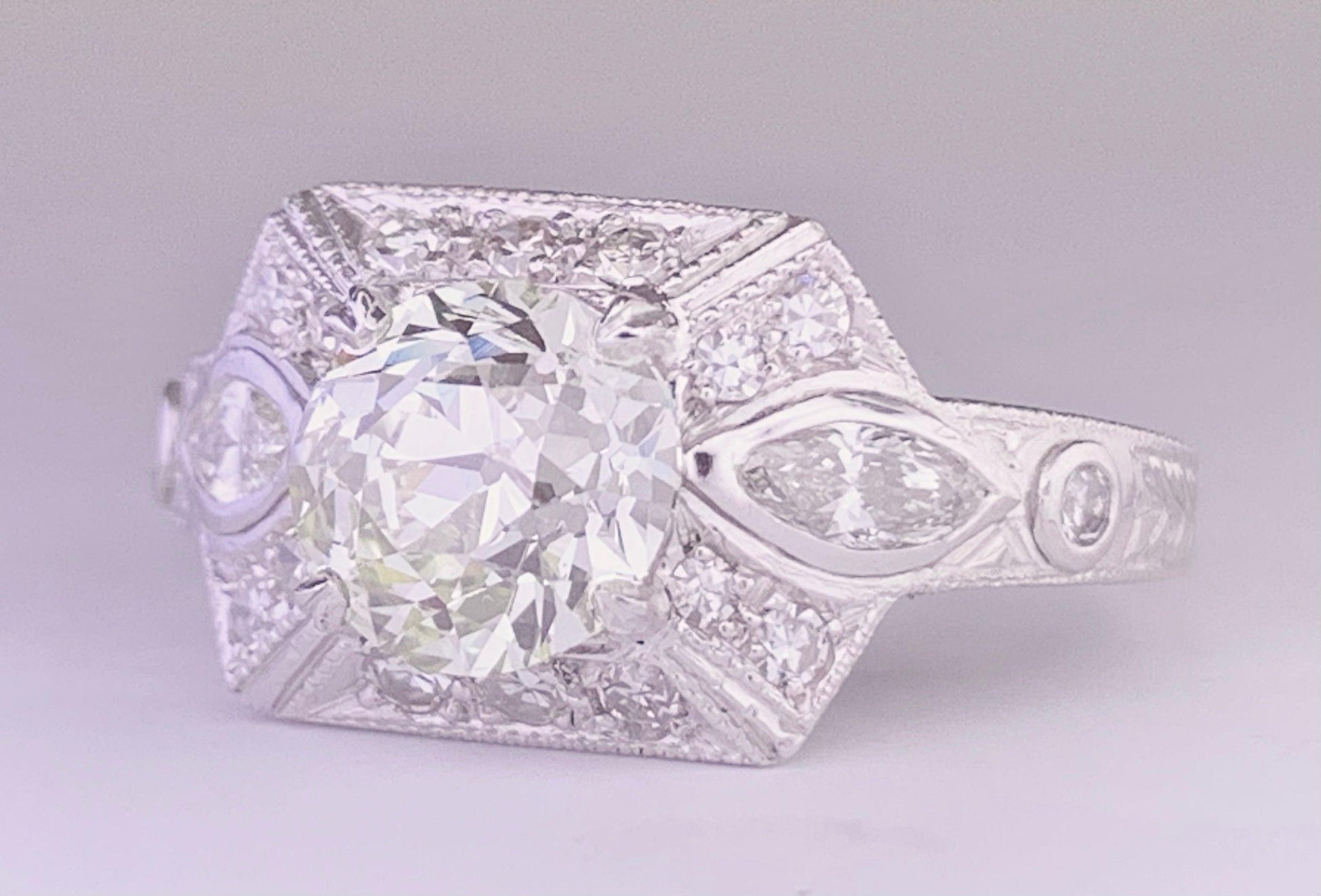 Vintage (Circa 1950s) Ring  PT | European Diamond 1.50 carats | SD .20ct