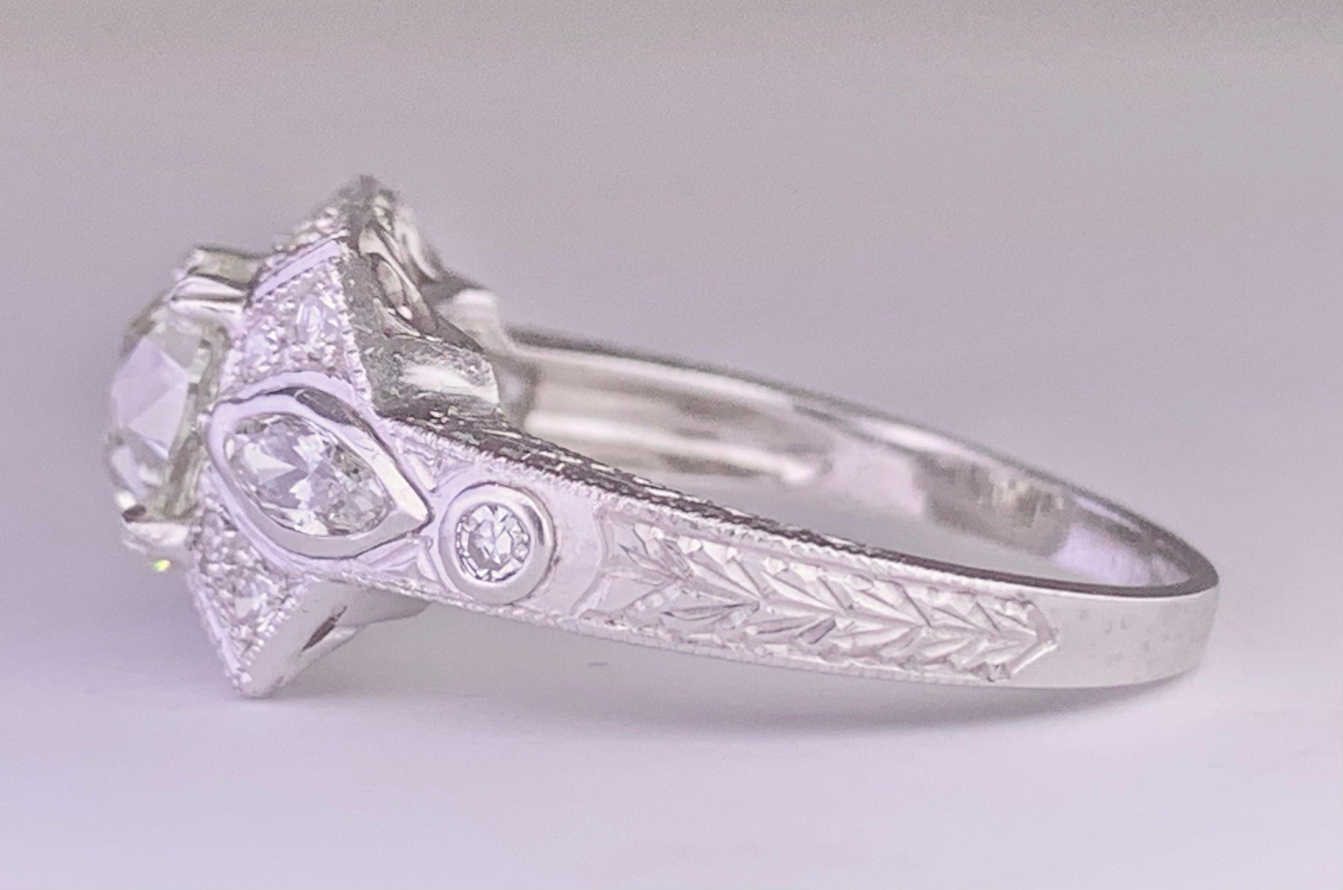 Vintage (Circa 1950s) Ring  PT | European Diamond 1.50 carats | SD .20ct