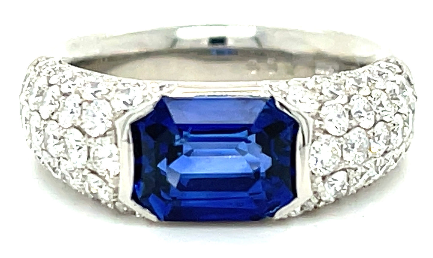 2.23ct Ceylon Heated Sapphire & 1.43ctw Diamond PT 11.20gr Ring