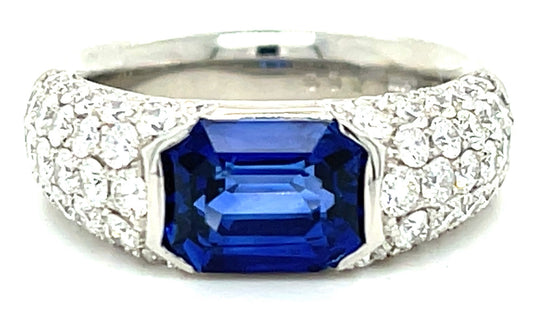 2.23ct Ceylon Heated Sapphire & 1.43ctw Diamond PT 11.20gr Ring
