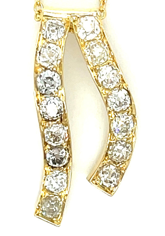Victorian 1.60ct Diamond Pendant Circa 1880s Chain 14k Length 16