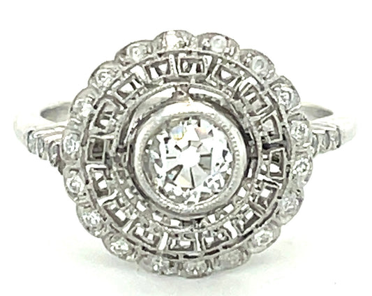 .50ct European-cut J Diamond Si1 PT  3.70gr Ring .20ct Sd Size 6 GIA 6224711722